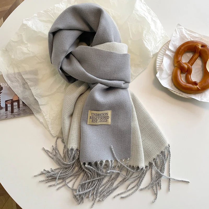 Fashion Solid Cashmere Warm Scarf New Design Pashmina Winter Double Side Diffrent Color Shawl Wraps Bufanda with Tassel Blanket scarf and shawl