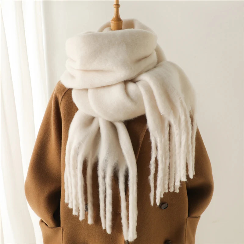 Winter Scarf for Women Cashmere Warm Solid Pashmina Blanket Wraps Female Thick Soft Bufanda Big Tassel Shawl Long Poncho Echarpe scarf and shawl