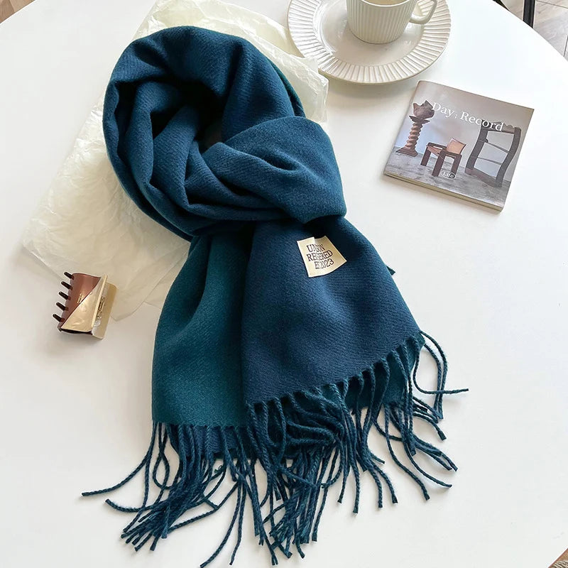 Fashion Solid Cashmere Warm Scarf New Design Pashmina Winter Double Side Diffrent Color Shawl Wraps Bufanda with Tassel Blanket scarf and shawl