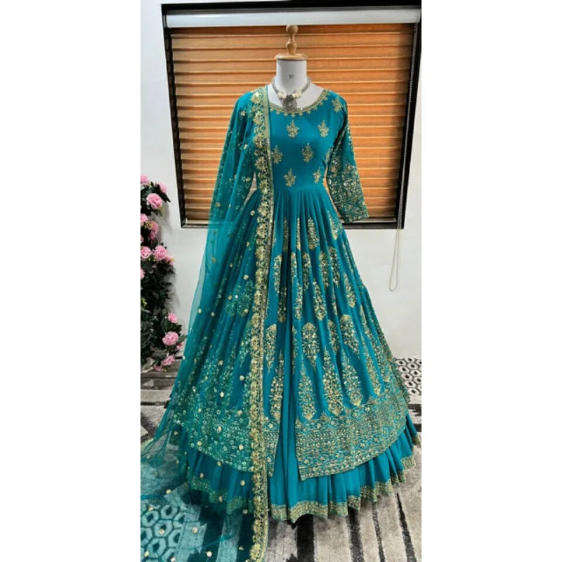 Indowestern Long Top Chol Lehenga Rama Wedding Lengha Readymade Karti Suit party lehnga