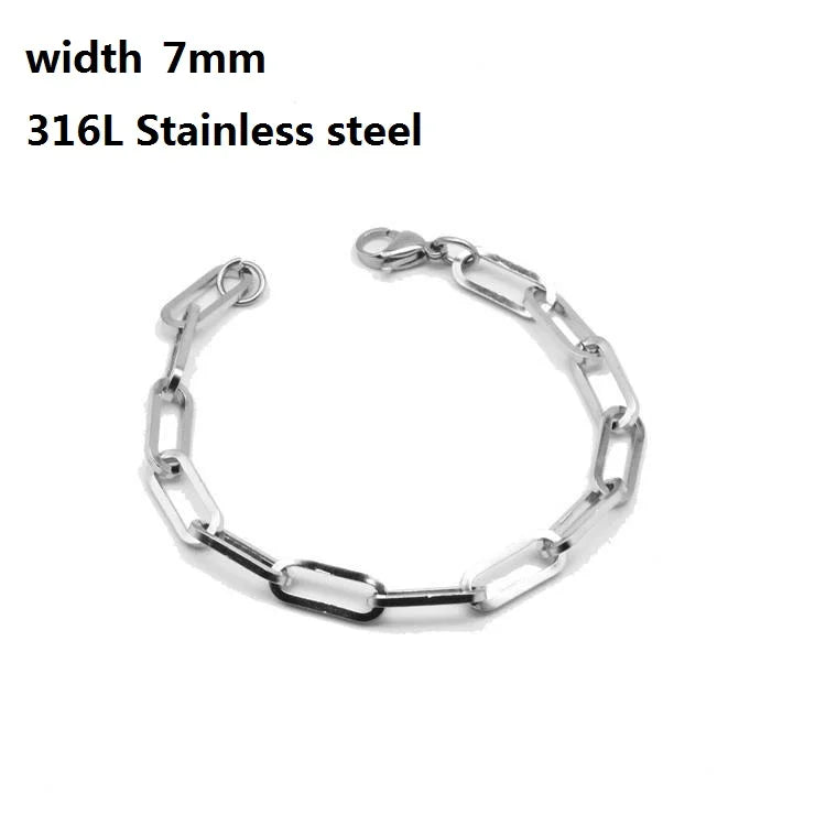 316L Stainless Steel Cuban Chain Bracelet for Men Women Figaro  Vintage Metal Viking Kpop Pulseras Emo Cute Luxury Jewelry Gift bracelete