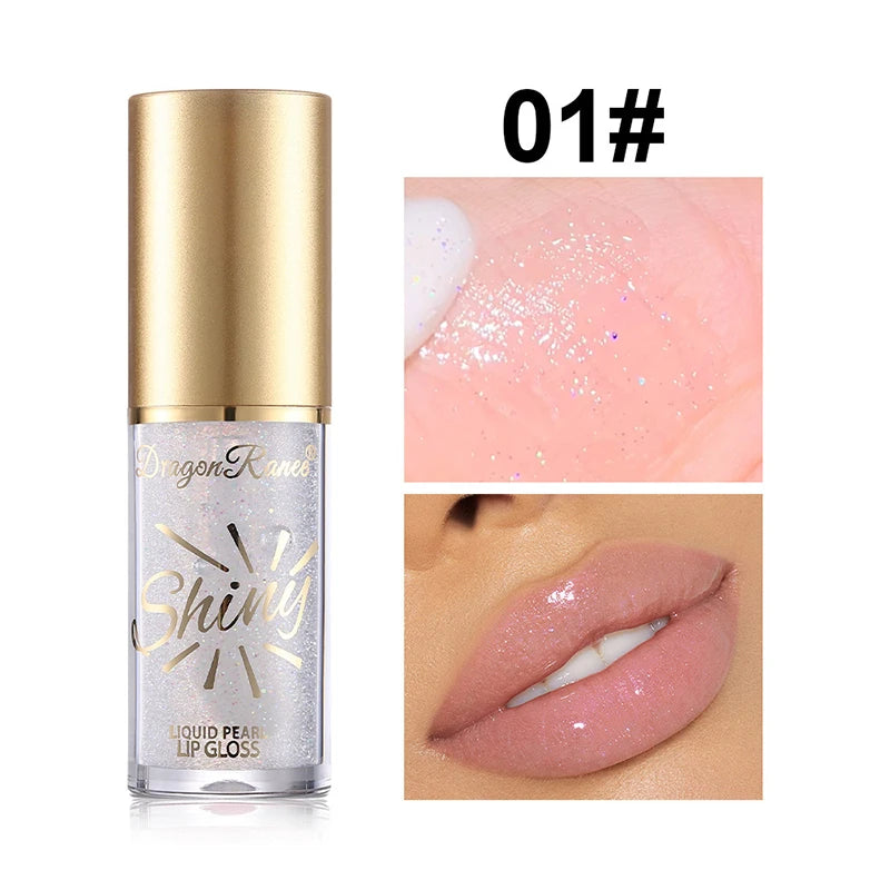 Large Brush Head Mirror Pearlescent Lip Gloss Lip Oil Lip Glaze Hydrating Plump Lip Moisturizing Fine Shimmer Lip Gloss Makeup  lips