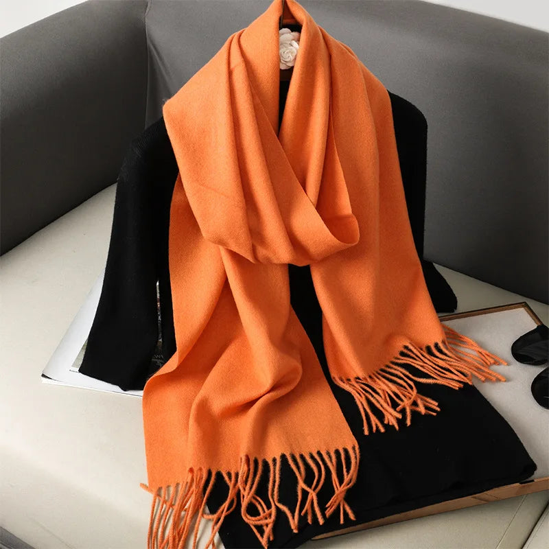 62Color Solid Women Winter Scarf Warm Thicken Cashmere Shawl Outdoor Fashion Luxury Tassels Pashmina Lady Wrap Windproof Scarves scarf and shawl