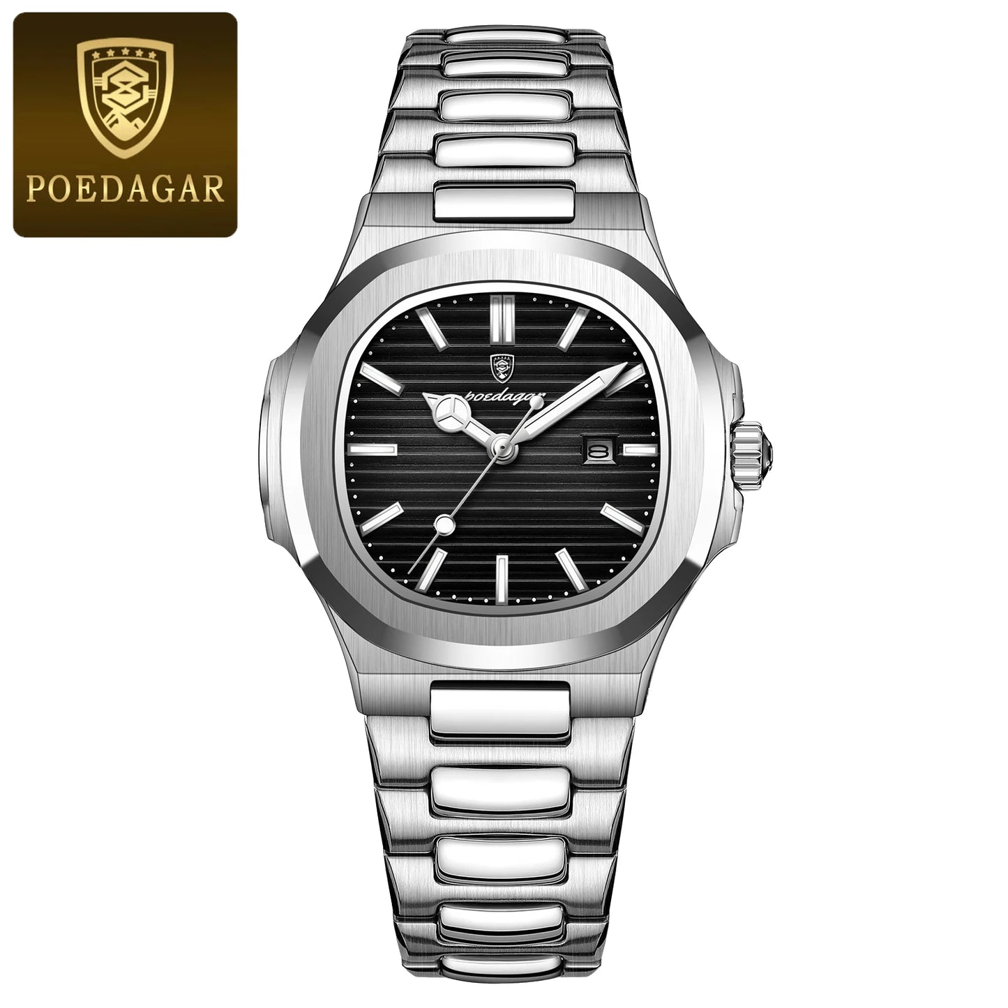 POEDAGAR Luxury Square Watch for Woman Waterproof Luminous Date Ladies Watch Stainless Steel Quartz Women's Watches Female Reloj watch