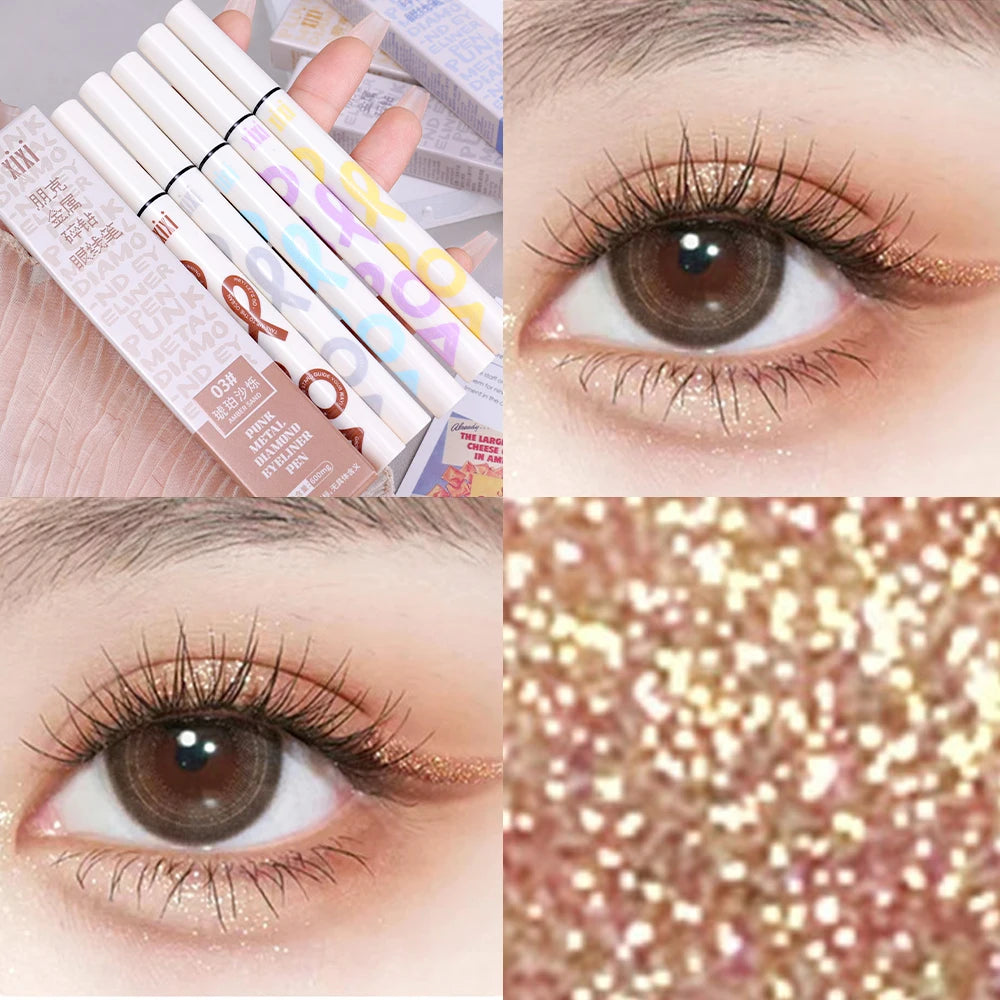 6 Colors Thin Pearlescent Eyeliner Liquid  Pencil 3 in 1 Shiny Silkworm Eye Shadow Stick Lasting Smooth Glitter Eyeliner Makeup eyes