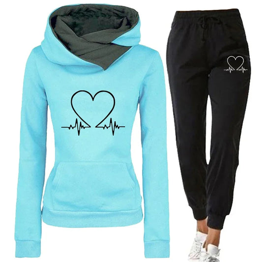 Woman Tracksuit Two Piece Set Winter Warm Hoodies+Pants Pullovers Sweatshirts Female Jogging Woman Clothing Sports