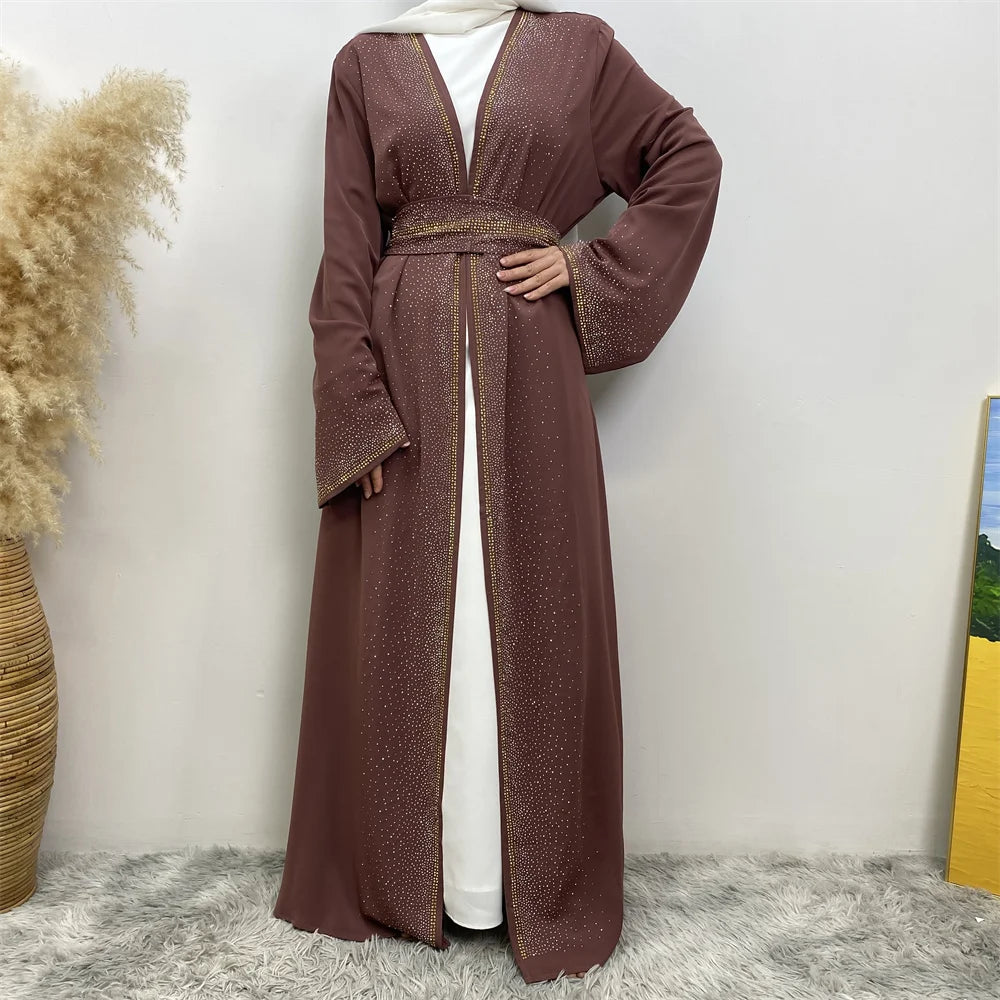 Fashion new Middle East Muslim ironing drill cardigan robe Arab Turkish women Dubai explosion women's  abaya