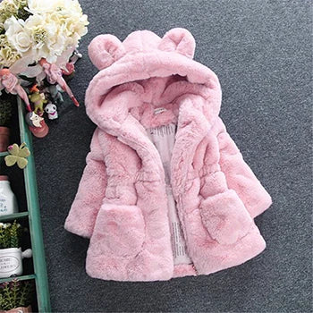 1-7 Year Baby Girls Jacket Autumn Winter Warm Faux Fur Coat For Girls Christmas Princess Outwear Fashion Plush Children Clothing girls jackets and coats