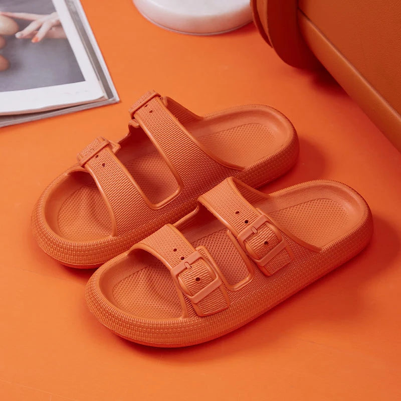 Fashion Buckle Thick Platform Slippers Women Home Soft Sole eva Cloud Slides Sandals Woman  Summer Non Slip Beach Flip Flops slipper