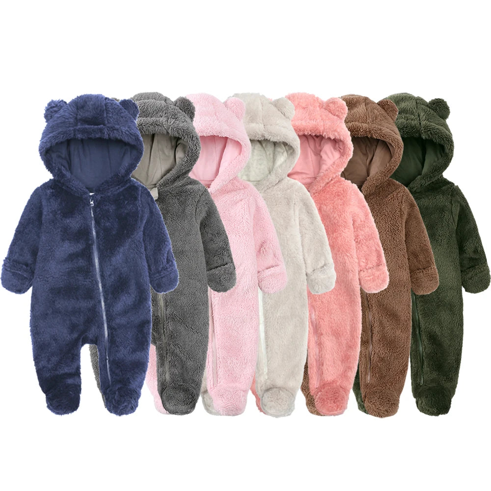 Winter Essentials Fleece Baby Clothes Romper Kids Boys Girls Pajamas Hooded Toddler Bodysuit Infant Jumpsuit Newborn Onesies infants boys