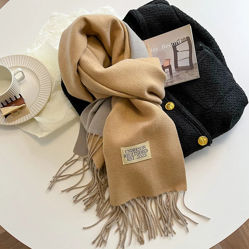 Fashion Solid Cashmere Warm Scarf New Design Pashmina Winter Double Side Diffrent Color Shawl Wraps Bufanda with Tassel Blanket scarf and shawl