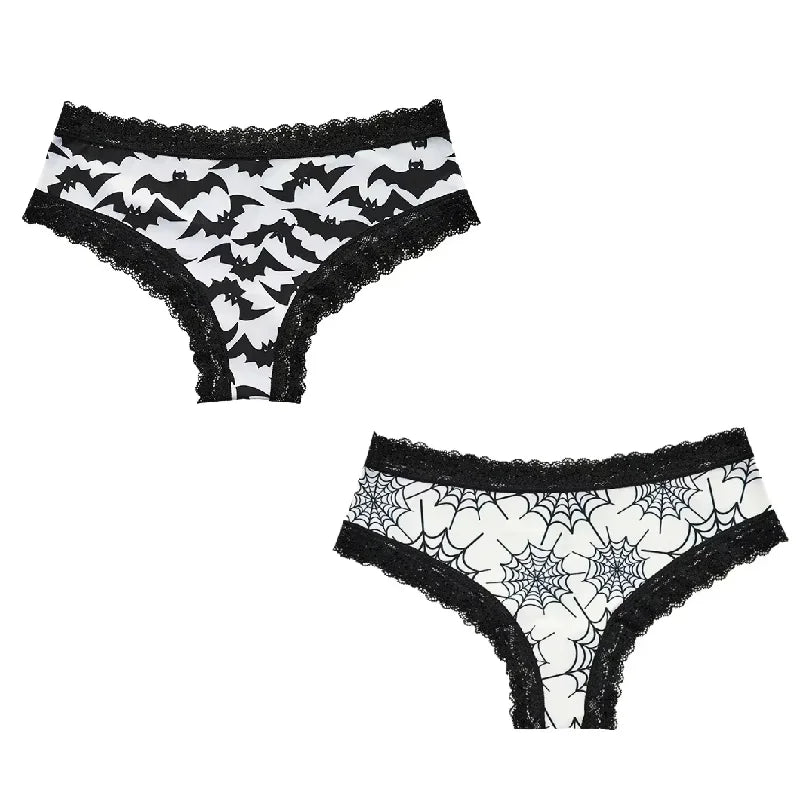 2Pc Set Lingerie Woman Sexy Underwear Lace Female Underwear Ghost Bat Butterfly Gothic Style Breathable Panties For Women undergarments