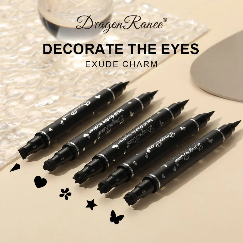 Dragon Ranee Double head Star Seal Eyeliner waterproof non-smudging novice heart plum embellished eye tail eyeliner eyes