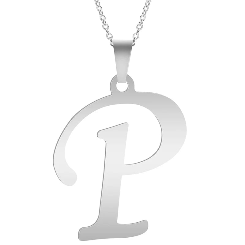 Fashion Letters A-Z Necklace for Women Men Stainless Steel High Quality English Alphabe Necklace A B C D E FGHIJKLMNOPQRSTUVWXYZ necklace