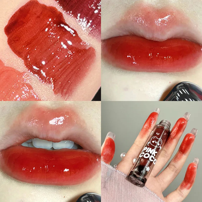 Punk Juice Red Lipgloss Black Mirror Glass Water Light Clear Lip Glaze Waterproof Non Stick Liquid Lipstick Nude Lip Tint Makeup  lips