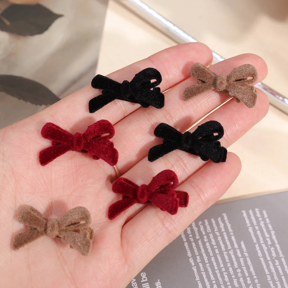 Mini Red Velvet Bow Hair Clips Little Girls Sweet Candy Color Velvet Small Bow Knot Hairpins Hairgrips Barrette Hair Accessories   hairclips