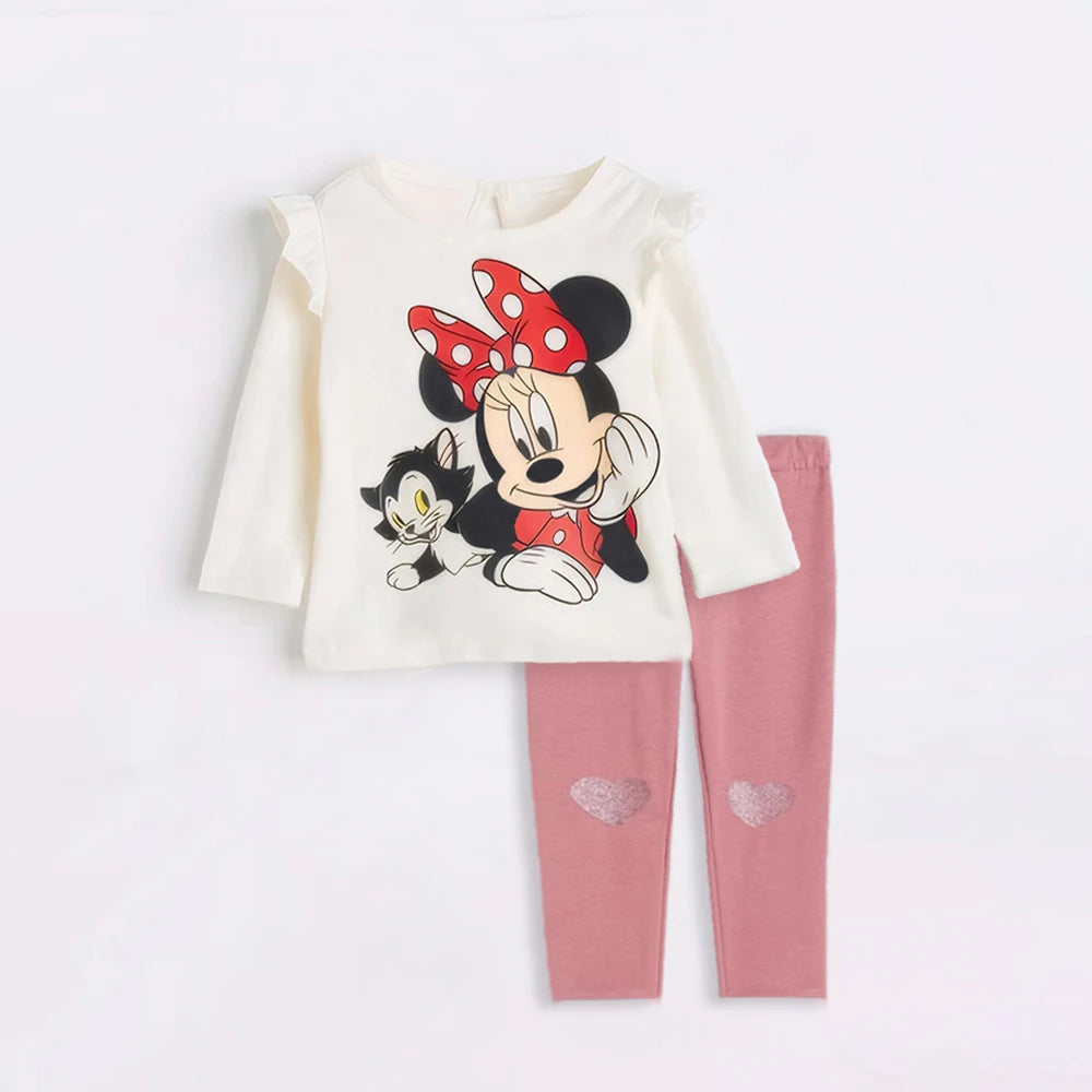 Disney Minnie Baby Girl Clothes Sets Spring Autumn 0-4Y Fashion Girls Sweatshirts + Leggings Toddler Girl Outfits Sets infants girls infants boys