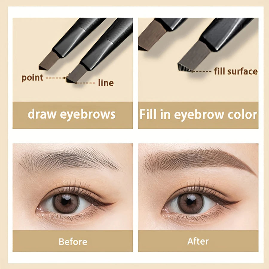 Waterproof Matte Eyebrow Pen Makeup Double Head Lasting Brown Non-Smudged Eye Brow Pencil Tint with Brush Cosmetics eyes