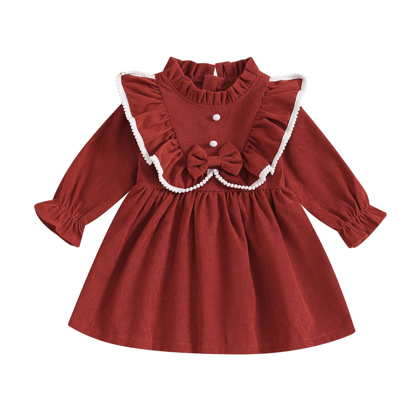 Children's Clothing Kids Girls Princess Dresses Elegant Ruffles Long Sleeve Bowknot Party A-line Dress