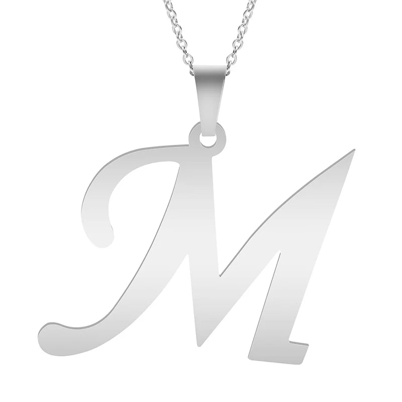 Fashion Letters A-Z Necklace for Women Men Stainless Steel High Quality English Alphabe Necklace A B C D E FGHIJKLMNOPQRSTUVWXYZ necklace