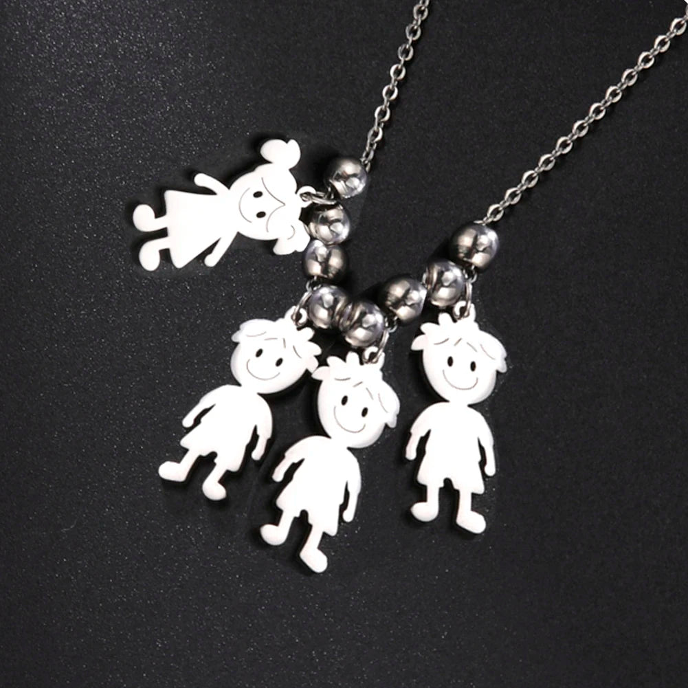 Personalized Boy Girl Necklace Custom Chain Engrave Name Mother Kid Family Gift For Women Man Stainless Steel Pendant Jewelry  necklace