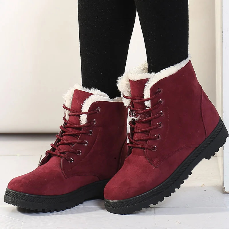 Women Winter warm Boots Black Heels Snow Botas mujer Elegant Woman Heeled Shoes Winter Shoes ankle boots