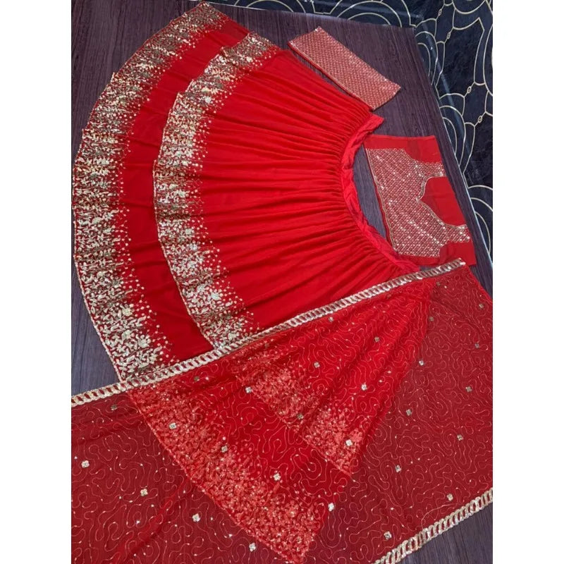 Red Lehenga CholI Bollywood Wedding Party in India Pakistani Wear Readymade party lehnga