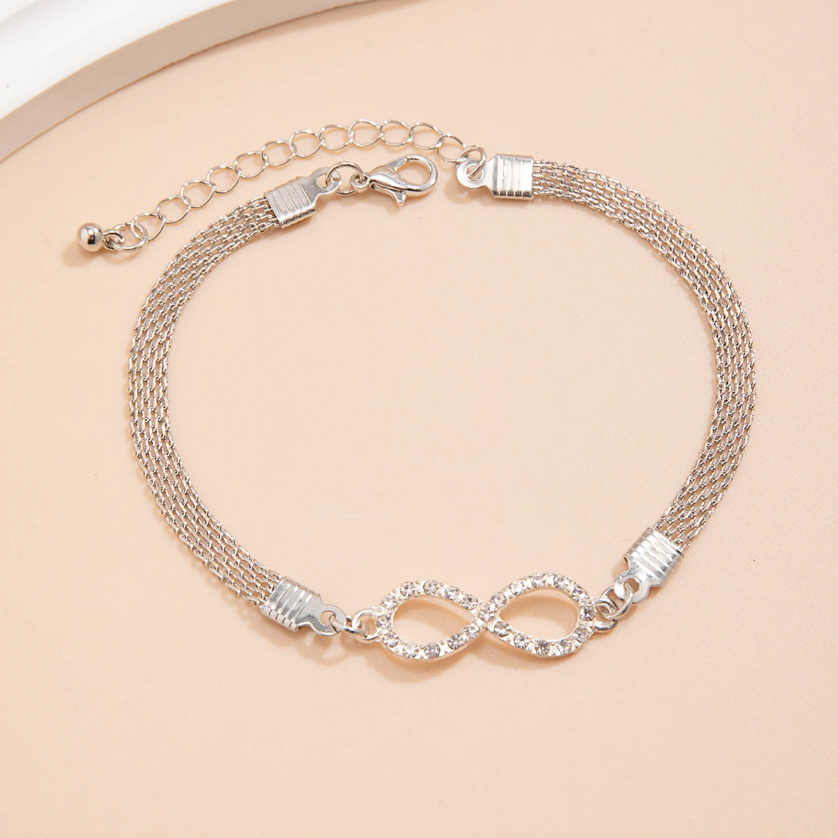 Trendy Full Rhinestone Heart Geometric Charm Anklet for Women Net Chain On Leg Bracelet Ankle Girls Party Beach Jewelry anklet