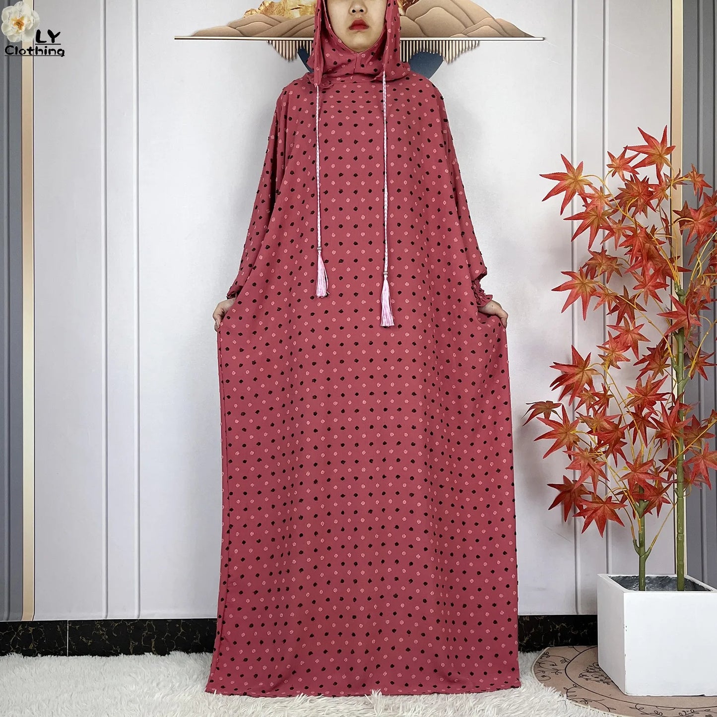 New Pure Cotton Ramadan Muslim Two-Hat Abaya Dubai Turkey Islam Prayer Clothes Loose Robe Islamic Women Traditional Clothing abaya