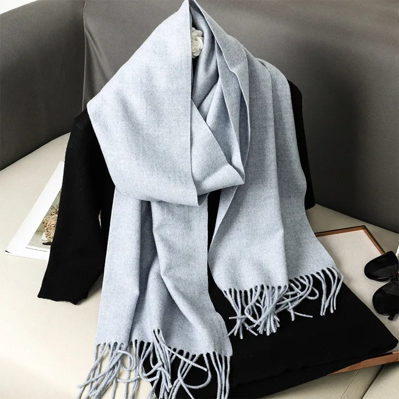 62Color Solid Women Winter Scarf Warm Thicken Cashmere Shawl Outdoor Fashion Luxury Tassels Pashmina Lady Wrap Windproof Scarves scarf and shawl