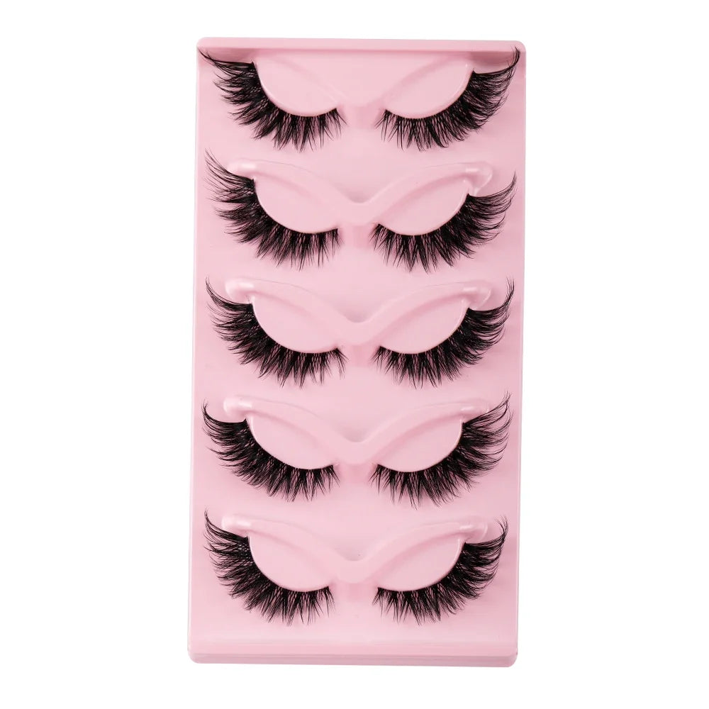 5 Pairs Cat Eye Lashes Faux Mink Eyelashes Natural long Manga Lashes Winged End Eye Elongated Eyelashes Fake Lashes Makeup makeup accessories