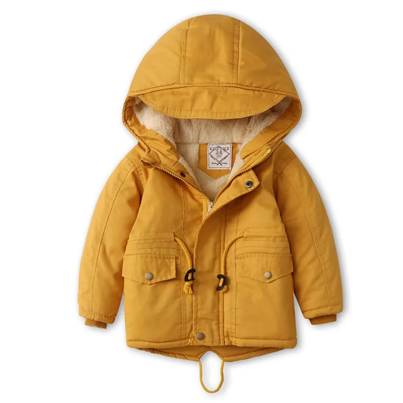 Autumn Winter Children Boy Jacket Coat Hooded Plus Velvet Thicken Warm Jacket For Girl 3-10 Year Kids Girl Parka Outerwear boys jackets and coats