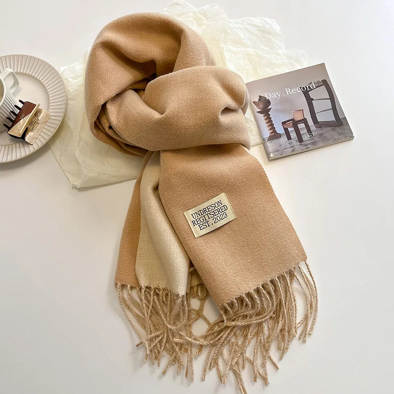 Fashion Solid Cashmere Warm Scarf New Design Pashmina Winter Double Side Diffrent Color Shawl Wraps Bufanda with Tassel Blanket scarf and shawl