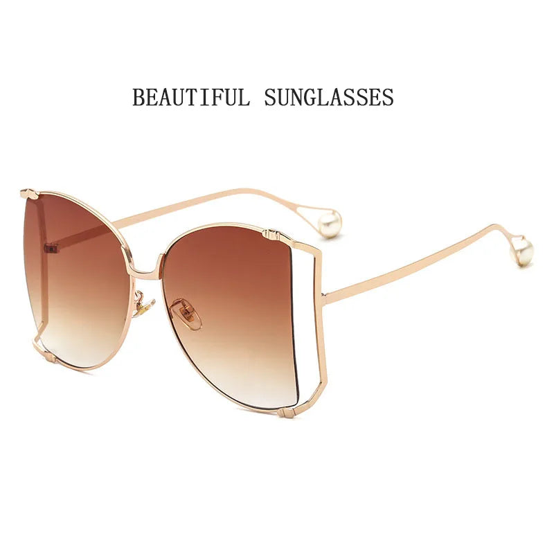 sunglasses Women 2024 Vacation Luxury Oversized Fashion Glasses Sunscreen