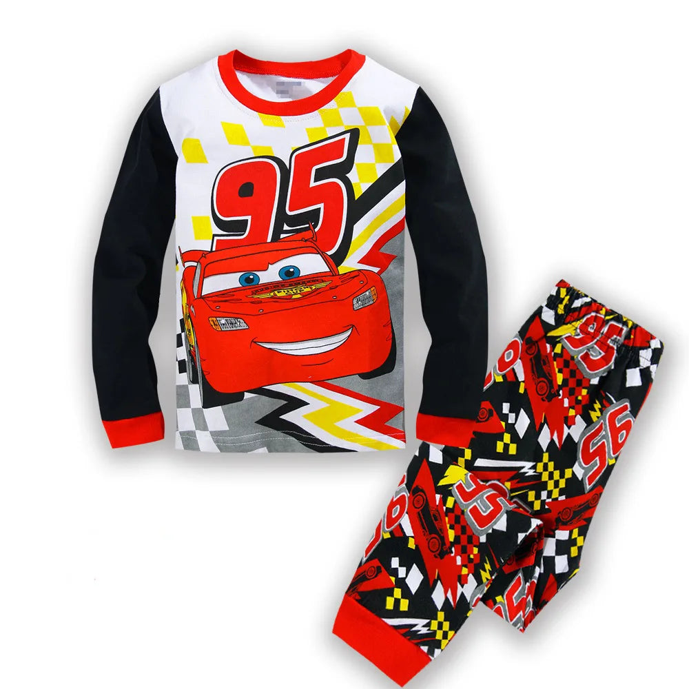 Spring Autumn Children's Clothing Sets Boys 95 Cars McQueen Cartoon Sleepwear Clothes Kids Pajamas Set Baby Girls Cotton Pyjamas sports wear boys