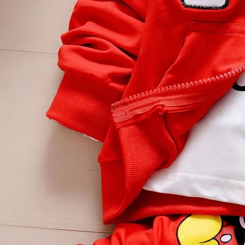 Spring and Autumn New Products Boys Clothes Set Cute Mickey Cotton Hooded Coat + T-shirt + Pants 3PCS Set Casual Kids Sportswear boys dress