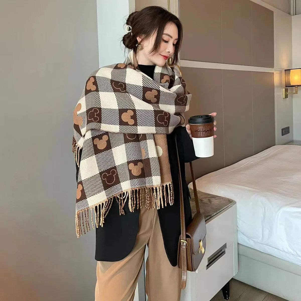 New Elegant Women's Autumn Winter pashmina Fashionable Versatile Air-Condition Shawl Thickened Warm Scarf Suitable For Daily Use scarf and shawl