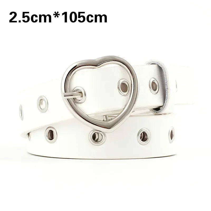 Fashion Women PU Leather Belt Heart Female Cute Black Harajuku Belt Ladies Pants Party Dress Heart Belts For Jeans belt