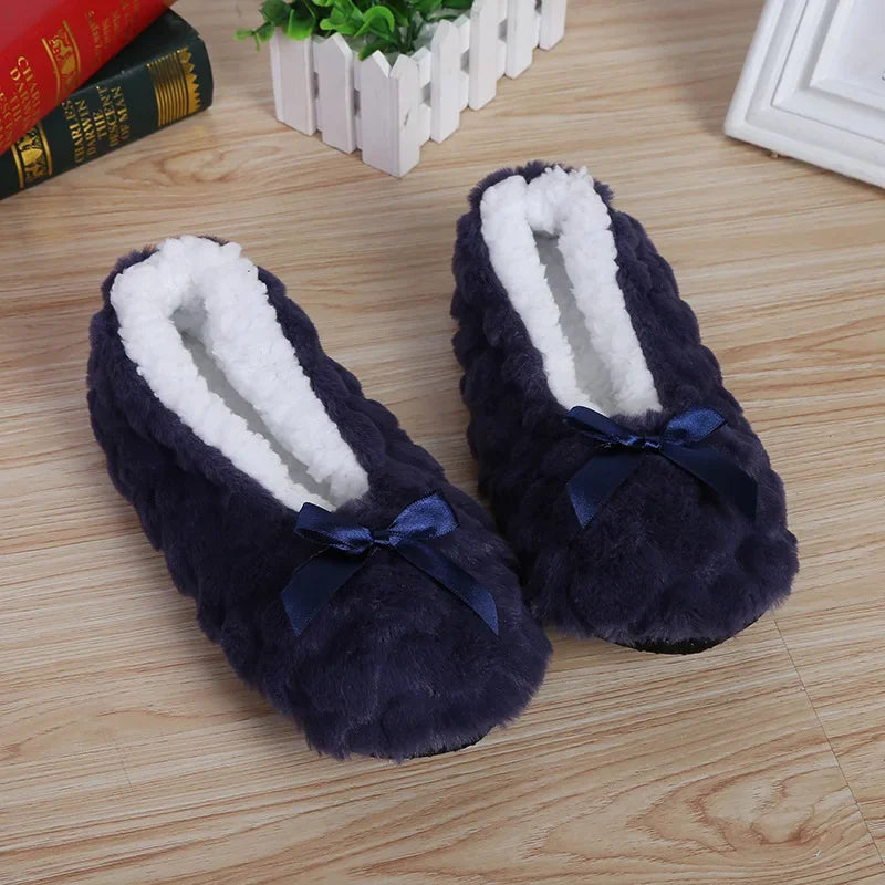 Home Fuzzy Slipper Women Winter Fur Contton Warm Plush Non Slip Grip Indoor Fluffy Lazy Female Mouse Ears Floor Shoe Living room slipper