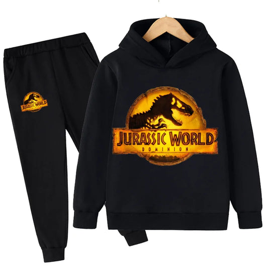 Children Dinosaur Hoodies Pants Set Boys Girls Jurassic World Dominion Sweatshirts Hooded Kids Fashion Pullovers Clothes Suit boys dress