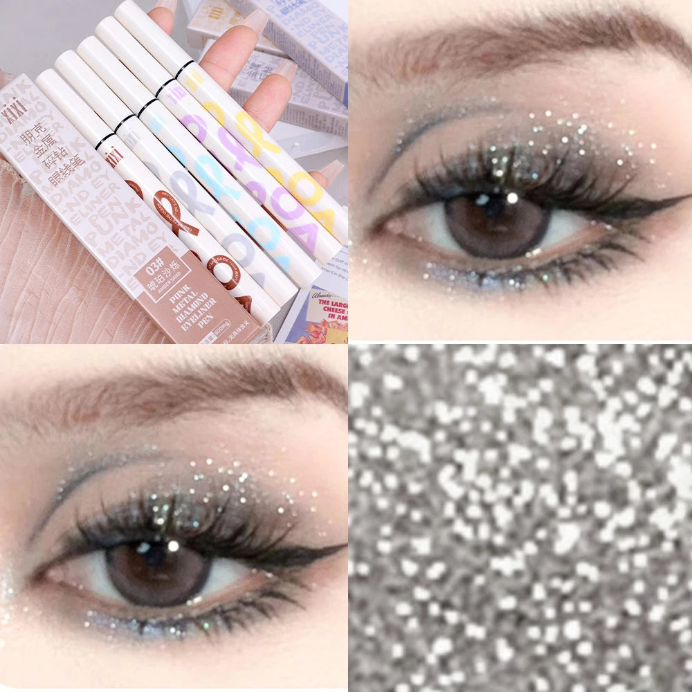 6 Colors Thin Pearlescent Eyeliner Liquid  Pencil 3 in 1 Shiny Silkworm Eye Shadow Stick Lasting Smooth Glitter Eyeliner Makeup eyes