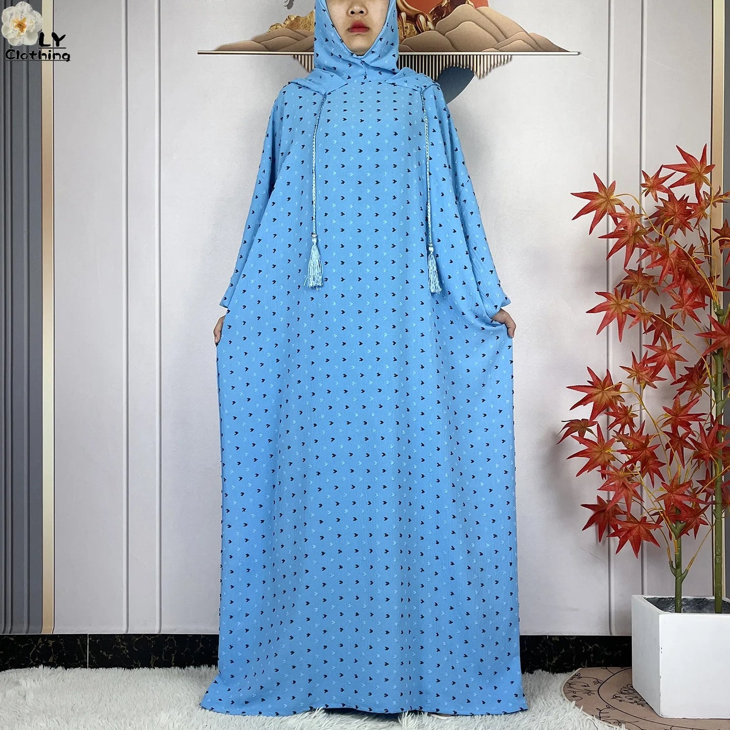 New Pure Cotton Ramadan Muslim Two-Hat Abaya Dubai Turkey Islam Prayer Clothes Loose Robe Islamic Women Traditional Clothing abaya