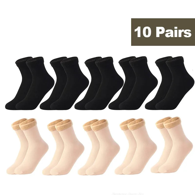 1/2/3/5/10Pairs Thermal Socks Women Winter Warm Thicken Fleece Short Socks Cashmere Wool Socks Snow Velvet Boots Home Floor Wear Socks