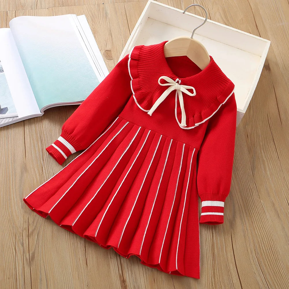 Girls Dress Winter Knitting Sweater Dress Autumn Long Sleeve Princess Dress Vestidos Warm Toddler Girl Clothes Kids Clothing girls dresses