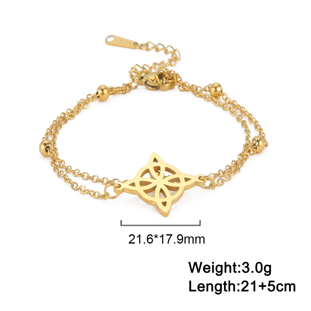 Witch Knot Pendant Anklets for Women Stainless Steel Silver Color Anklet Summer Accessories Beach Jewelry anklet