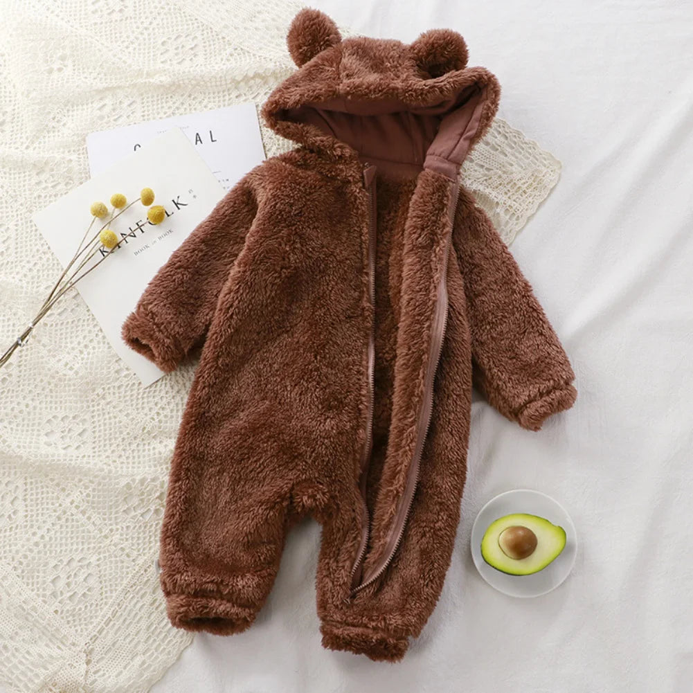 Winter Baby Clothes Cute Cartoon Bear Baby Rompers Pajamas Cotton Infant Boy Girls Animal Costume Zipper Jumpsuit 0-24 Months infants boys