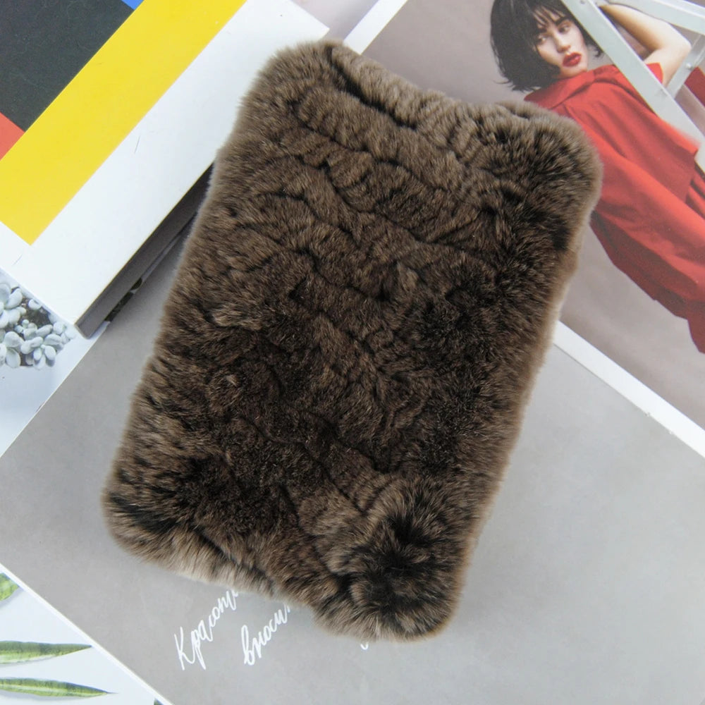 Hot Sale Brand Women Real Rex Rabbit Fur Scarf Girls Warm Soft Knitted Good Elastic Rabbit Fur Headband Natural Fur Ring Scarves scarf and shawl