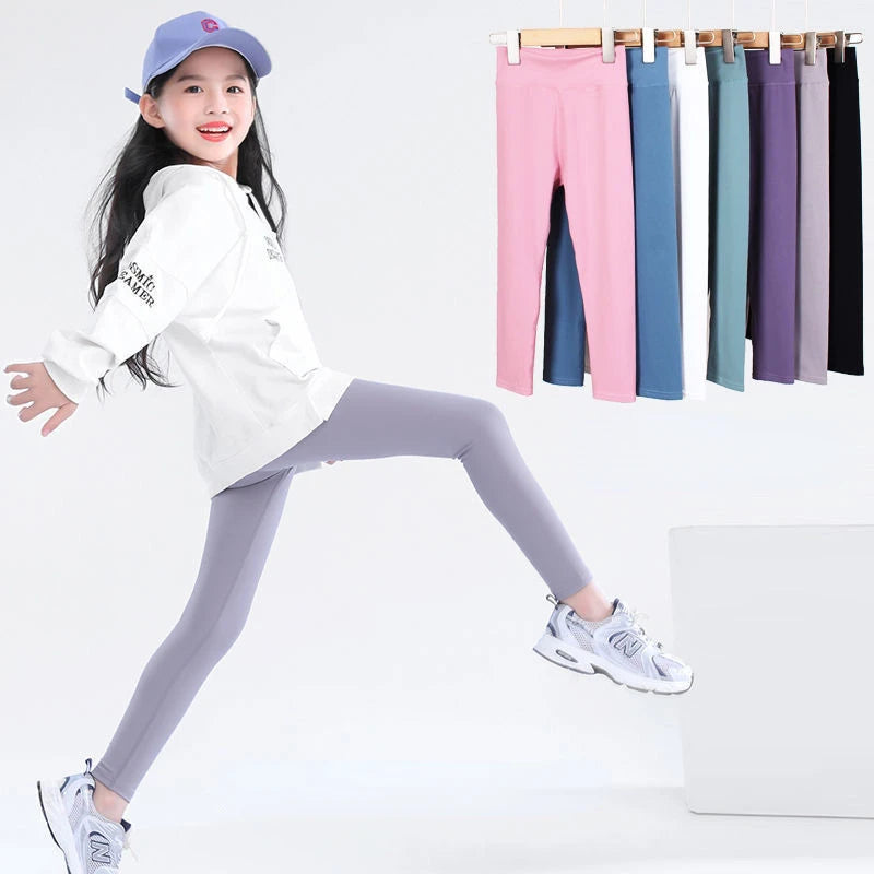 Autumn Solid Kid Leggings Girl Thin Tights Sweatpants 2+y Child Casual Ankle Length Pants Spring Toddler Skinny Cropped Trousers bottoms girls