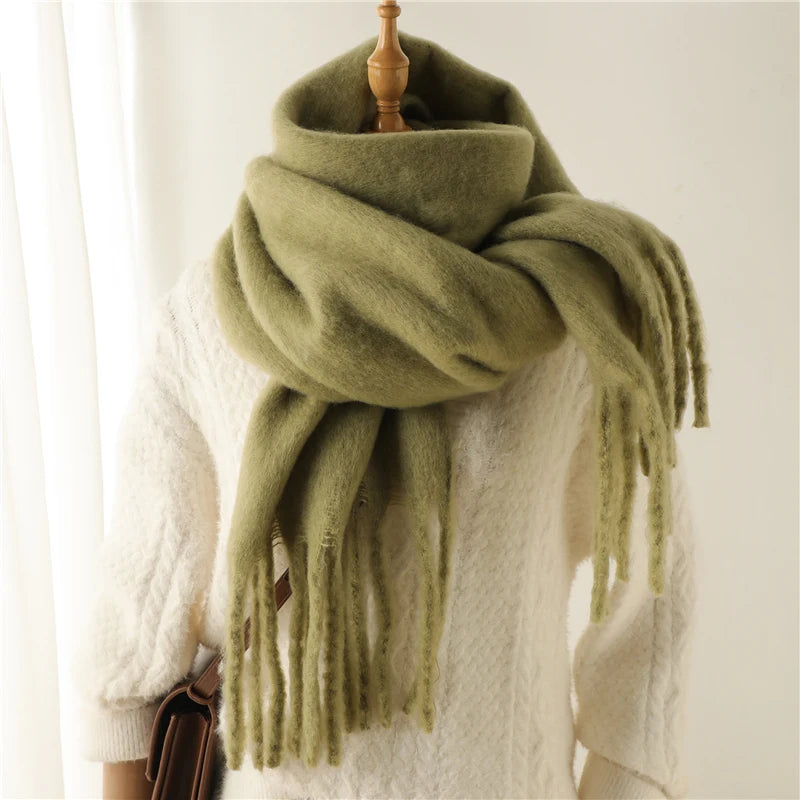 Winter Scarf for Women Cashmere Warm Solid Pashmina Blanket Wraps Female Thick Soft Bufanda Big Tassel Shawl Long Poncho Echarpe scarf and shawl