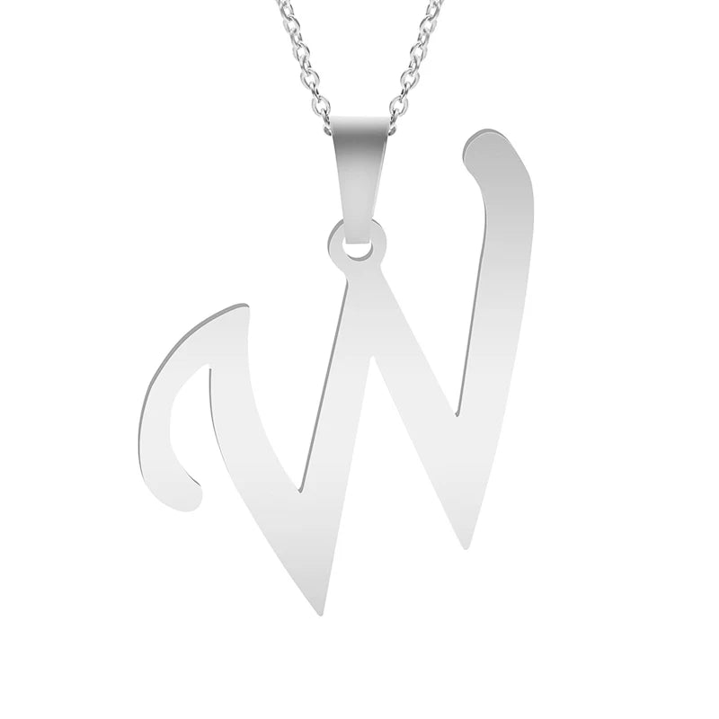 Fashion Letters A-Z Necklace for Women Men Stainless Steel High Quality English Alphabe Necklace A B C D E FGHIJKLMNOPQRSTUVWXYZ necklace